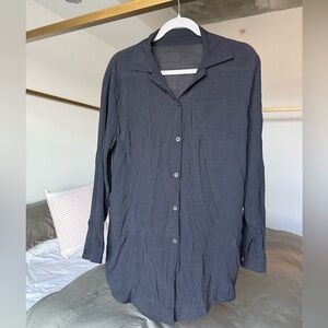 DORADO Resortwear Black Sheer Button Down Long Sleeve Shirt Size Small Cover Up